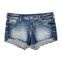 Silver Shorts Womens Size 32 Berkley Distressed Cut Off Blue Denim Bottoms - $461.02 MXN