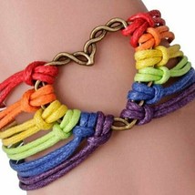 Rainbow Pride Wrap Bracelet, Lgbt Pride Bracelet, Infinity Heart Bracelet, Love - £12.86 GBP