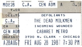 Vintage The Dead Milkmen Ticket Stub August 28 1987 Cabaret Metro Chicago - £27.62 GBP