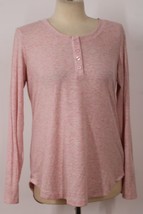 Eddie Bauer M Pink Long Sleeve Ribbed Henley Sleepwear Top Shirt - £18.66 GBP