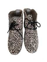 Maruti Leather Shoes Animal Fur Print White Black Spotted Boots Goat Fur... - £41.38 GBP