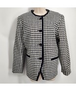 Vtg Executive Collection Button Blazer Jacket Women&#39;s Sz 14P Black White... - £17.32 GBP