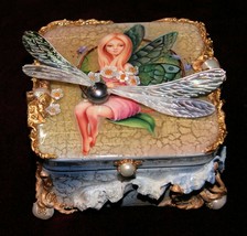 One of a Kind Fedoskino Lacquer Box &quot;A Fairy and the Dragon Fly &quot; by Shenshin - £700.77 GBP