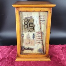 Fishermen&#39;s Souvenir Kerpsake Box With Shadowbox Latch Glass Door  Wood,... - $15.09