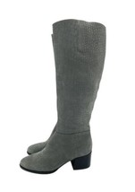 Sam Edelman Riding Boots Joelle Knee High Grey Croc Embossed Suede 6.5 New SH26 - £96.61 GBP