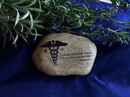 R N Registered Nurse Stone Scripture Rock Gift w Medical Symbol Philippians 4:13 - £17.31 GBP