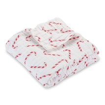 100% Cotton Muslin Quilt, Large Christmas Candy Cane Throw | Boy, Girl Or Gender - £43.94 GBP