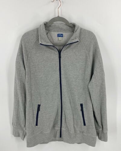 J Crew Mens Sweatshirt Size XL Light Gray Zip Up Long Sleeve Cotton - $24.75
