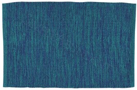 Turquoise Green and Lapis Blue Cotton Rug Majolica Chindi 24&quot; x 38&quot;  - $29.00