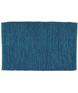 Turquoise Green and Lapis Blue Cotton Rug Majolica Chindi 24&quot; x 38&quot;  - £22.98 GBP