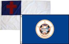 2x3 Christian Christ &amp; State Minnesota 2 Pack Flag Wholesale Combo 2&#39;x3&#39; Banner  - £7.56 GBP