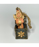 Wood Look Christmas Angel Jack-in-the Box Rustic Holiday Ornament - $11.88