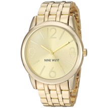 Nine West Women&#39;s NW/1578CHGB Champagne Dial Gold-Tone Bracelet Watch - £28.84 GBP