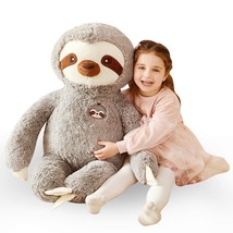 Large Sloth Stuffed Animal Plush Bradypode Toy For Children (Gray, 30 Inches) - £54.28 GBP