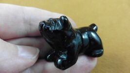 (Y-DOG-EB-570) Black Onyx BULLDOG bull dog gemstone carving FIGURINE sto... - $15.79