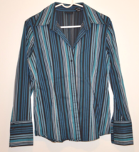 New York &amp; Co Men&#39;s Multi-Colored Striped Long Sleeve Dress Shirt Size L - £9.65 GBP