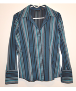 New York &amp; Co Men&#39;s Multi-Colored Striped Long Sleeve Dress Shirt Size L - £9.57 GBP