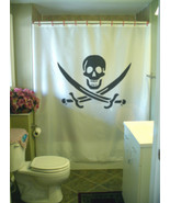 Printed Shower Curtain skull crossed swords jolly roger pirate - £71.11 GBP