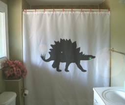 Shower Curtain stegosaurus dinosaur Jurassic armor tile - $77.50