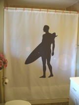 Shower Curtain surfer surf dude guy board man ride wave - $77.50