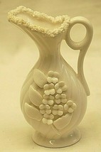 Lenwile Ardalt Artware Vase Pitcher 3D Floral Design Spaghetti Trim Japan N0119 - £30.92 GBP
