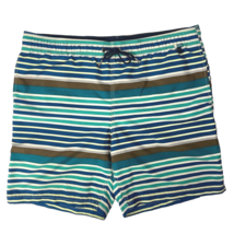 Lands End Striped M Swim Suit Trunks size Medium Mens Hand Pockets Mesh Liner - £25.55 GBP
