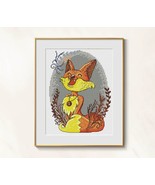 Fox cross stitch baby pattern pdf - Funny fox embroidery cross stitch la... - $7.69