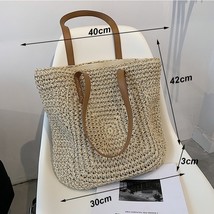 Yogodlns Summer Large Capacity Straw Shoulder Bag Rattan Beach Bags Woven Handle - £38.82 GBP