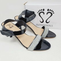 OUTDOOWALS Women&#39;s Pumps Size 7 M Heeled Sandal black silver glitter Shoes - $27.87