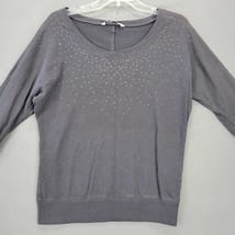 Old Navy Women Shirt Size XS Gray Goth Studded Classic 3/4 Sleeves Round... - £7.95 GBP