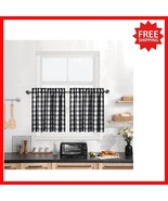 Classic Semi-Sheer Buffalo Plaid Cafe Curtains 30” for Elegant Home Inte... - $44.06 CAD