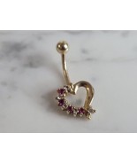 Womens Vintage Estate 14K Gold Diamond Heart Belly Button Ring 2.9g #E6914 - £271.53 GBP