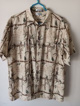 Ron Chereskin Hawaiian Shirt Washable Silk Tan Bamboo Design Size XL - £12.46 GBP