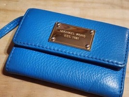 Michael Kors Wallet 1981 Coin Purse Keychain Key Ring ID Compartment Blue Pocket - £22.78 GBP