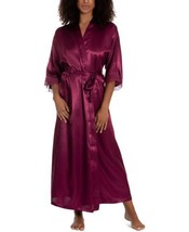 Linea Donatella Womens Lace-Trim Long Charmeuse Satin Wrap Robe, Small/M... - $52.25