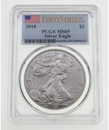 2018 S$1 Silver American Eagle Graded by PCGS as MS-69 First Strike - $72.92