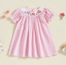 NEW Easter Bunny Rabbit Baby Girls Pink Smocked Seersucker Short Sleeve ... - $14.99