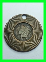 Unique 1892 Indian Head Liberty American Penny Pendant With Rays Good Luck Token - £19.71 GBP