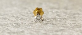 18k or Massif 0.07ct Vrai Diamant Nez Lèvre Labret Vis Clou Anneau Pierc... - $134.99