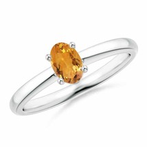 ANGARA Classic Solitaire Oval Citrine Promise Ring for Women in 14K Solid Gold - £416.54 GBP