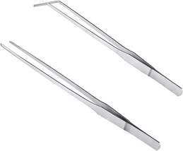 MMOBIEL 2 Pcs Stainless Steel Tweezers/Tong 27Cm / 10.6 Inch Extra Long Straight - £10.33 GBP