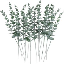 Cewor 24Pcs Eucalyptus Stems Decor Artificial Eucalyptus Leaves Faux Greenery - £23.97 GBP