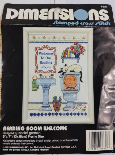 Dimensions Stamped Cross Stitch Kit 6627   Reading Room Welcome 5" x 7" - $7.92