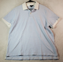 J.CREW Polo Shirt Men Size XL Blue White Striped Cotton Short Sleeve Slit Collar - £11.71 GBP