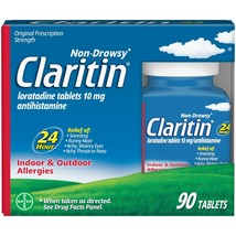 Claritin 24 Hour Non-Drowsy Allergy Relief Tablets, 10 mg, 90 Ct - £55.38 GBP