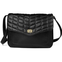 Vegan Leather Quilted Crossbody Flapover Bag - £22.94 GBP