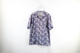 Vtg 90s Streetwear Mens Large Abstract Thai Silk Collared Hawaiian Button Shirt - £34.96 GBP