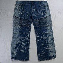 Rocawear 48 x 32 Classic Fit Urban Moto Splatter Wash Denim Mens Jeans - £19.65 GBP
