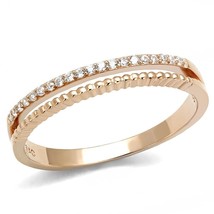 Elegant Simulated Diamond Layer Split Shank Band Rose Gold Plated Wedding Ring - £61.29 GBP