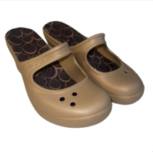 Crocs Frances Tan Wedge Clogs Mary Jane Slip On Womens Size 9 Mules Slides - $26.99